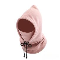 Balaclava Winter Hooded Scarf - Warm Neck Gaiter With Hood For Outdoor Activities Cycling Skiing - Black Pink Khaki