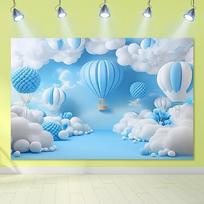 2D Dreamy Hot Air Balloon Backdrop Baby Shower Photography Background 47.2x31.5inch/120*80cm