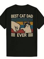 Men'S Best Cat Dad Ever Graphic T-Shirt - Funny Summer Short Sleeve Tee With Cat And Paw Print Design S įvairiaspalvis