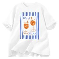 TShirt Cocktail Spritzy Tshirt Summer Vacation Italy T Shirt Casual Tops Crewneck Womens Short Sleeve Tees Streetwear Y2K Top S