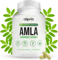 Alevia ekologiškos Amla kapsulės 1000mg, natūralus Indijos agrastų vaisių maisto papildas, Ajurvedinė sveikata 60 kapsulių pack of 1