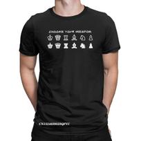 Choose Your Weapon Chess Set Men's Tshirt Games Gamer Novelty Tees Harajuku Tee Shirt Premium Cotton Clothes S įvairiaspalvis