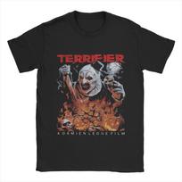 Men T-Shirt Terrifier  Vintage 100% Cotton Tees Short Sleeve Horror Movie T Shirts Round Neck Clothes Gift Idea S įvairiaspalvis