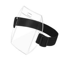 PVC Plastic Card Holder Polyester Reflective Wristband ID Card Holder Arm Adjustable ID Badge Elastic Arm Band ID Badge Holder