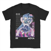 Aqua - KonoSuba T-Shirts Men Women Vintage Cotton Tee Shirt O Neck Short Sleeve T Shirt Plus Size Tops 4XL
