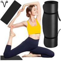 Mata Do Ćwiczeń Jogi Fitness Pilatesu Gimnastyczna 185X58 1Cm Alogy Antypoślizgowa Wodoodporna Czarna