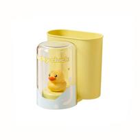 Plastic Wall Mounted Toothbrush Holder Punch-Free Mouthwash Cup Hanger  Bathroom geltona