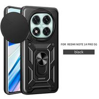 For Xiaomi Redmi Note 14 Pro Case Magnetic Ring Holder Armor Phone Case for Redmi Note 14 pro 4G Slide Camera Protect Back Cover Redmi Note 14 Pro 4G (Global)