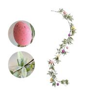 Colorful Easter Egg Garland Plastic with Green Leaves Faux Hanging Garland Speckled Eggs Lifelike Egg Vine String