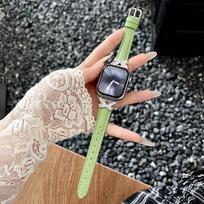 Epoxy Butterfly Leather Strap for Apple Watch Series 3-10 38/40/41mm žalia