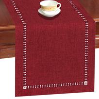 Burlap style farmhouse doily,33.02 x 182.88cm gray-green, rustic geometric hollow table flag 182.88cm long, suitable for everyda raudona