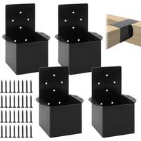 4x4 Pergola Brackets for Wood Post(Actual 3.5 x 3.5 ), Rafter Post Bracket Wall Mount Support Connectors for Pergola Deck Railing Gazebos Beam, 4 Pcs 4-Pack juoda