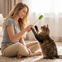 Catnip Cotton Swab Cat Toy Soft Fabric Material Lightweight Flexible Design Safe for Cats Interactive Play and Stimulation One Size