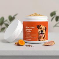 Hip sąnario atramos milteliai šunims 150g Maisto papildas su gliukozaminu, chondroitinu, MSM ir natūraliais ingredientais šunų judėjimui ir sąnarių sveikatai One Size oranžinė