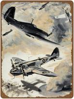 DORA Tin Sign British Aircraft On A Bombing Vintage Classic WW Propaganda Poster Novelty  Tin Sign Metal Wall Funny Man Cave C 20x30cm（7.8x11.8inch）