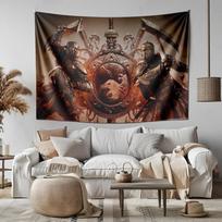 Dark Knight Tapestry Medieval Warrior Wall 75x100 juoda