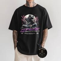 Samurai Warrior JDM Sports Car Japanese Graphic T-Shirt S įvairiaspalvis