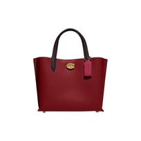 COACH handbag Willow 24 Color Block Turn Lock Detachable Shoulder Strap Split Cow Leather Tote Bag Tote Bag Shopping Bag Shoulder Crossbody Medium raudona