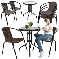 Zestaw Mebli Ogrodowych Na Balkon 2Xkrzesło Loretto + Stół Fi60 Brąz
