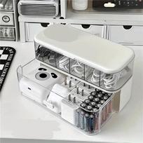 Double Layer Transparent Cable Organizer Box Storage Desk Gadgets Stationery Office Accessories Boxes Plastic Drawer School balta