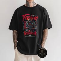 Techno Ninja Cyber Samurai Japanese Graphic T-Shirt S įvairiaspalvis