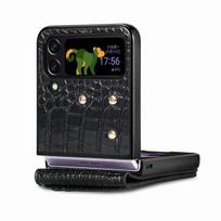 Viso korpuso apsauga Kortelių laikiklis Odinis dėklas Samsung Galaxy Z Flip4 5g Flip 4 Zflip4 Smūgiams atsparus Verslo viršelio dėklas for Samsung Z Flip 4 juoda