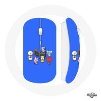 Souris Sans Fil BTS BT21 Tata Chimmy Cooky Rj Koya Shooky Et Mang Jouent De la musique Fond Bleu