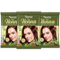 Neeta Pure Henna plaukų dažai su 9 natūraliomis žolelėmis 150g (Pakuotėje 3 vnt), 100% Natūrali Chna Mehndi švelniems ir blizgantiems natūraliai atrodantiems plaukams