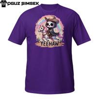 Yeehaw Grim Reaper T-Shirt | Funny Cute Skeleton Cowboy on Pony Western Graphic 3XL