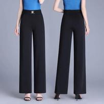 Women's High-Waist Wide Leg Pants Decorative Buckle Office Casual Trousers S juoda
