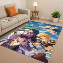 3D Genshin Impact Game Cartoon Living Room Non-Slip Area Rug Soft Carpet for Bedroom Playroom Sofa,Easy Clean Home Decor Doormat 40x60cm