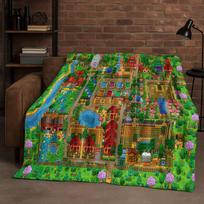 3D Retro Stardew Valley Farm Map Pixel Game Flannel Blanket,Ultra Soft Warm Plush Throw for Home Bedroom Bed Sofa Cover Kid Gift 75x90cm