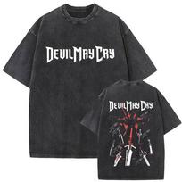 Washed Vintage Game Devil May Cry Dante T Shirt Men Women Gothic Rock Style Tshirt Oversized Short Sleeve Streetwear Unisex S