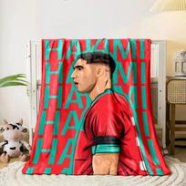 Bold, repeated text  HAKIMI  over a red background with green accents. for all seasons blanket lunch break throw gift 80cm x 120cm