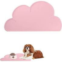 Pink Silicone Pet Feeder Mat with Cloud Design, 48x27cm, for Mess-Free Dog and Cat Meals in the UK