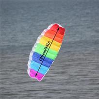 Ryškus vaivorykštės dviejų linijų parašiutas-aitvaras akrobatikai lauke ir nuotykiams 140cm/55in