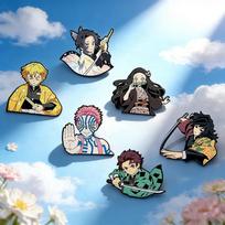 6Pcs Hot Cartoon Comic Strip Brooch Creative Nezuko  Tanjirou Enamel Pin Metal Badge Jewelry Clothing Backpack Accessories Gift