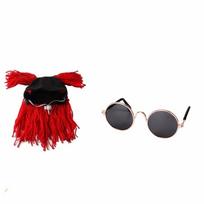 Wig Cap Pet Leaky Ear Cap Decorative Funny Cat Hat Pet Cosplay Headwear  Cosplay Events raudona