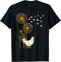 Farmer Poultry Bird Flower Farm Animal Dandelion Chicken TShirt Funny Unisex Women Tee Ropa Mujer Clothes Custom Printed TShirts S