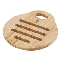 Fuji Boeki Trivet Size 18cm (vertical) 16cm (horizontal) 1cm (thickness) Natural Pear Shape Made Wood Wooden Pot Mat Handle Bonheur 22646