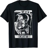 Vintage Death The Grim Reaper Kiss Gothic T Shirt Short Sleeve T-shirt Japanese Harajuku Korean Tee Men Ropa Hombre S įvairiaspalvis