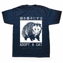 Adopt A Cat Opossum Japanese T Shirts Graphic Cotton Streetwear Short Sleeve Birthday Gifts Summer Style Tshirt Unisexs Clothing S