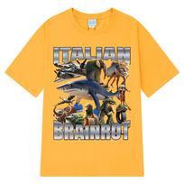 Italian Brainrot Tralalero Tralala Tung Tung Tung Sahur Bombardiro Crocodilo Funny Meme Tshirt Unisex Women Fashion Loose T Shirts S