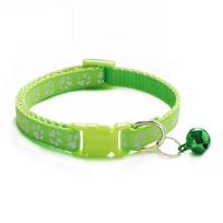 Fashion Printed Cat Dog Collar Colorful Paw Pattern With Bell Adjustable Safety Neck Collar Pet Supplies šviesiai žalios spalvos