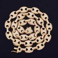 Aokaishen Coffe Bean Cuban Link Chain for Men Real Gold Plated Hip Hop Jewelry 2025 Trend Best Sellings 16 inch