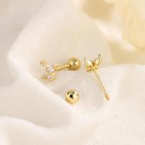 Premium Zircon Butterfly Helix Earring Screw Back Stud Trendy Fashion Versatile Cartilage Piercing Jewelry For Women