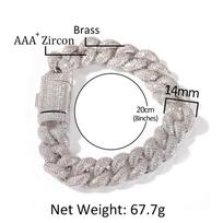 THE BLING KING 14mm Cuban Link Chain Bracelet & Necklace Paved Out AAA Cubic Zirconia Bracelets For Women Luxury Hiphop Jewelry 7inch auksas