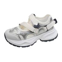 Hollowed Out Baotou Thick Bottom Velcro Sports Sandals Female Summer Mesh Breathable Casual Pops Shoes 35 smėlis