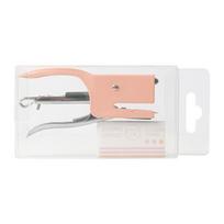 Metal Desk Stapler Set Durability Construction Smooth Paper Fastening Ideal For Home Or Office Use rožinė