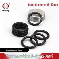 Oil-Resistant Black Fluororubber O-Ring Seal (Outer Diameter: 41-50mm, Thickness: 3mm) OD 41*3mm (5 pcs) Black Fluororubber O-ring